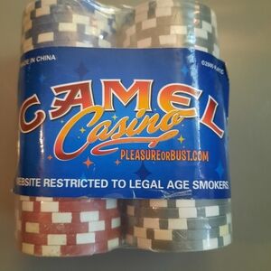 Casino Poker Chips Set - Red, Blue, Gray. Newnin Plastic.